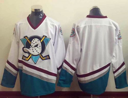 Ducks Blank White CCM Throwback Stitched NHL Jersey